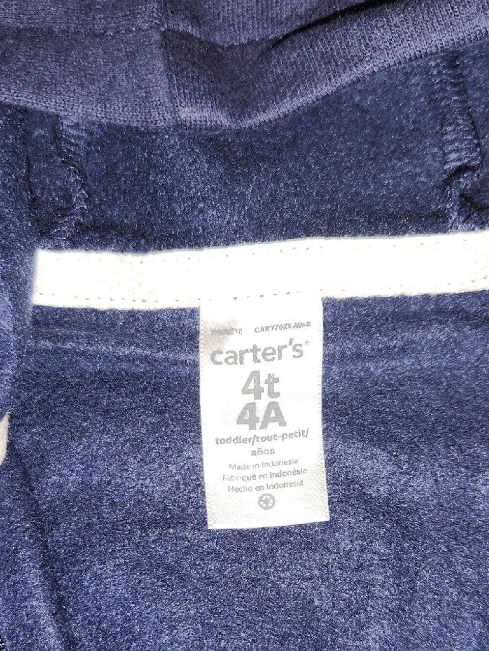 NWT Carter's Kids Hooded Zip-Up Sweatshirt - Navy and Light Gray